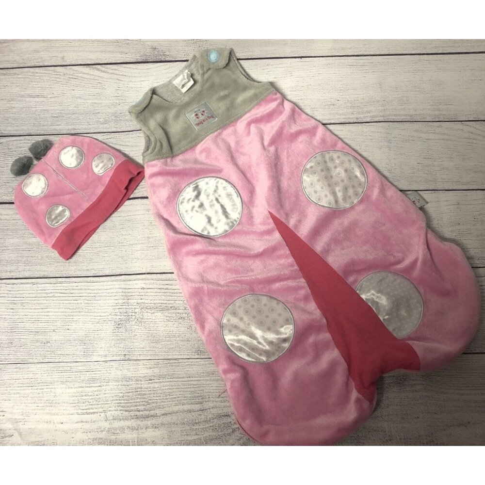 Baby Aspen 0-6M Pink Ladybug Sleep Sack And Hat costume